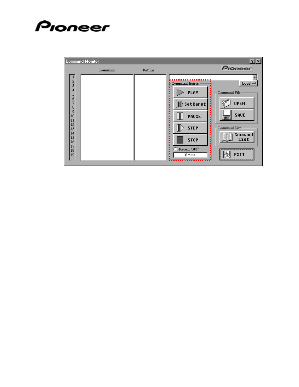 3 command action, Command action | Pioneer DataMan 2Serial Communication Tool for Pioneer Industrial DVD Video Player DVD-V7400 User Manual | Page 36 / 39