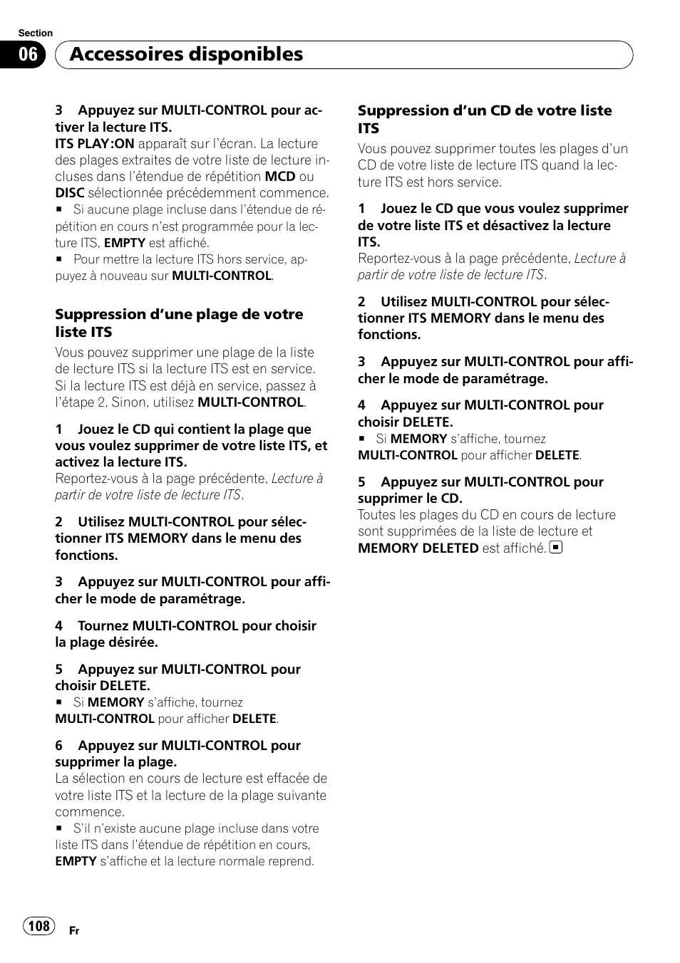 Accessoires disponibles | Pioneer DEH-P3100UB User Manual | Page 108 / 177