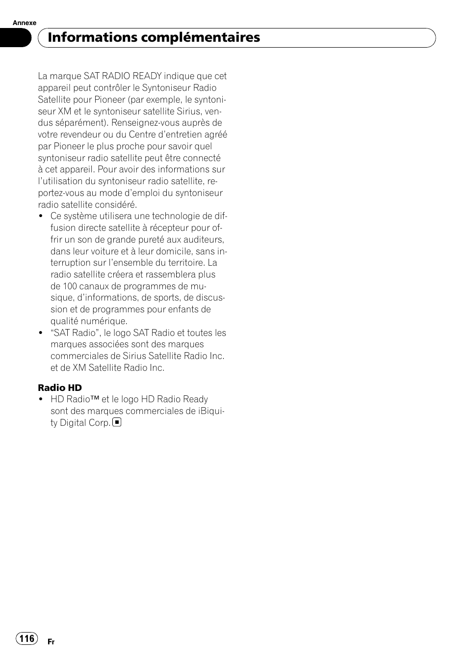 Informations complémentaires | Pioneer DEH-P3100UB User Manual | Page 116 / 177