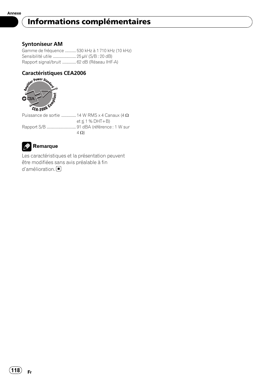Informations complémentaires | Pioneer DEH-P3100UB User Manual | Page 118 / 177