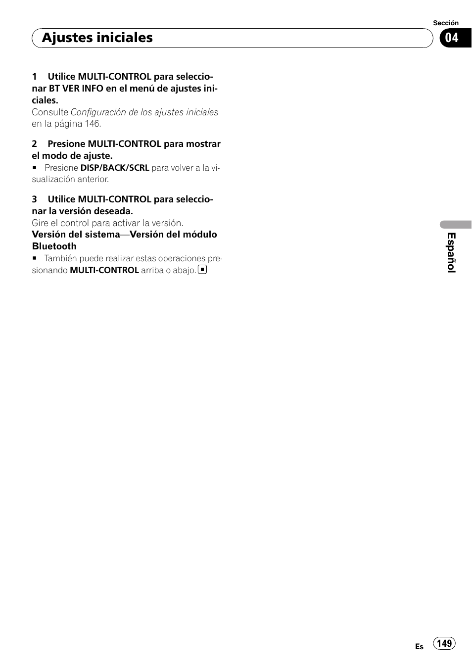 Ajustes iniciales | Pioneer DEH-P3100UB User Manual | Page 149 / 177