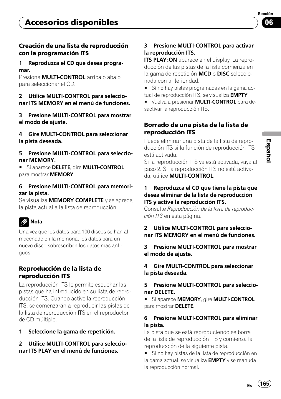 Accesorios disponibles | Pioneer DEH-P3100UB User Manual | Page 165 / 177