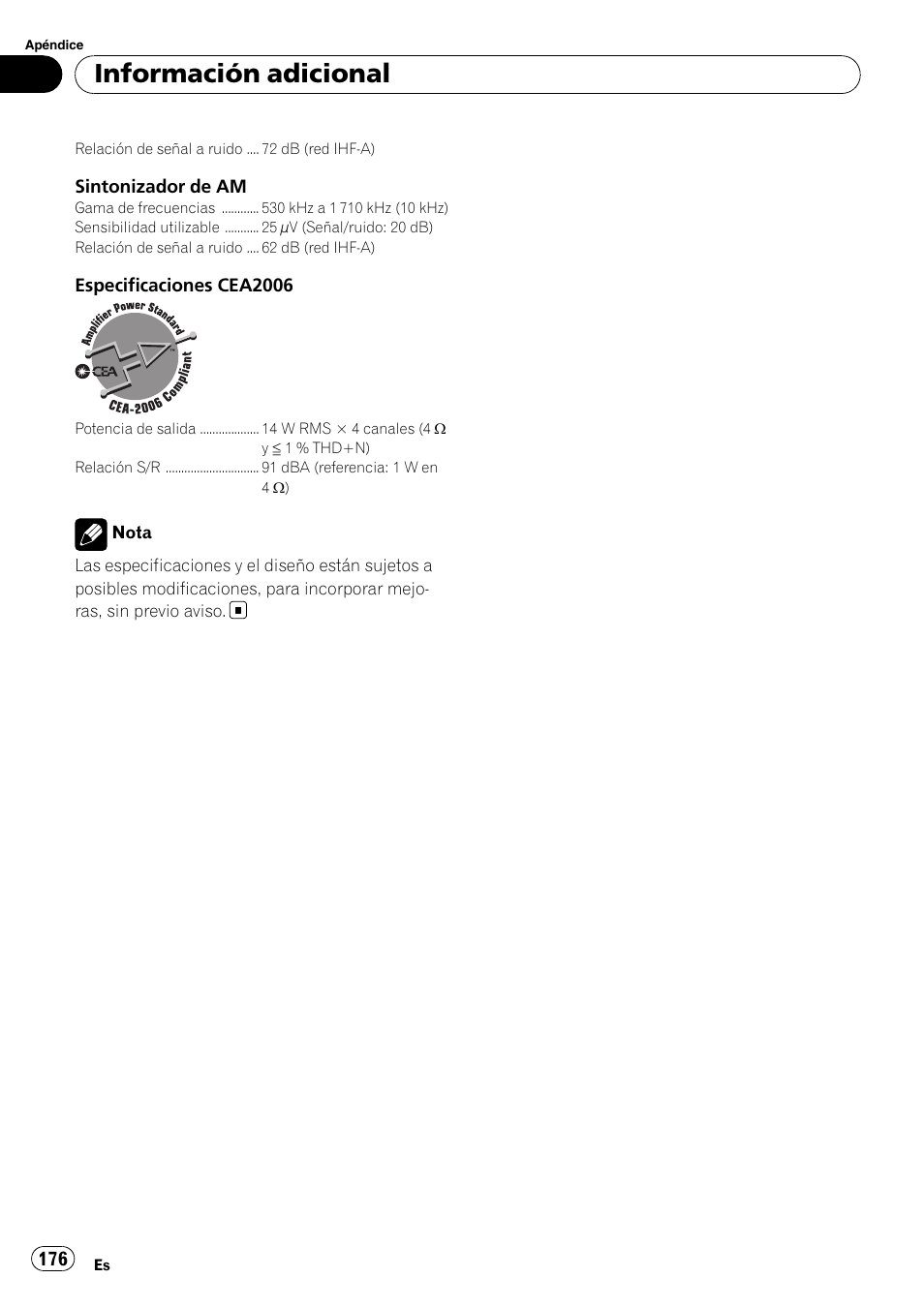Información adicional | Pioneer DEH-P3100UB User Manual | Page 176 / 177
