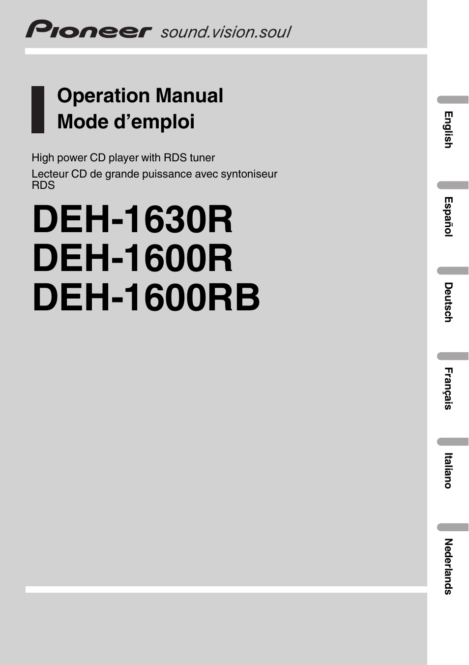 Pioneer DEH-1630R User Manual | 125 pages