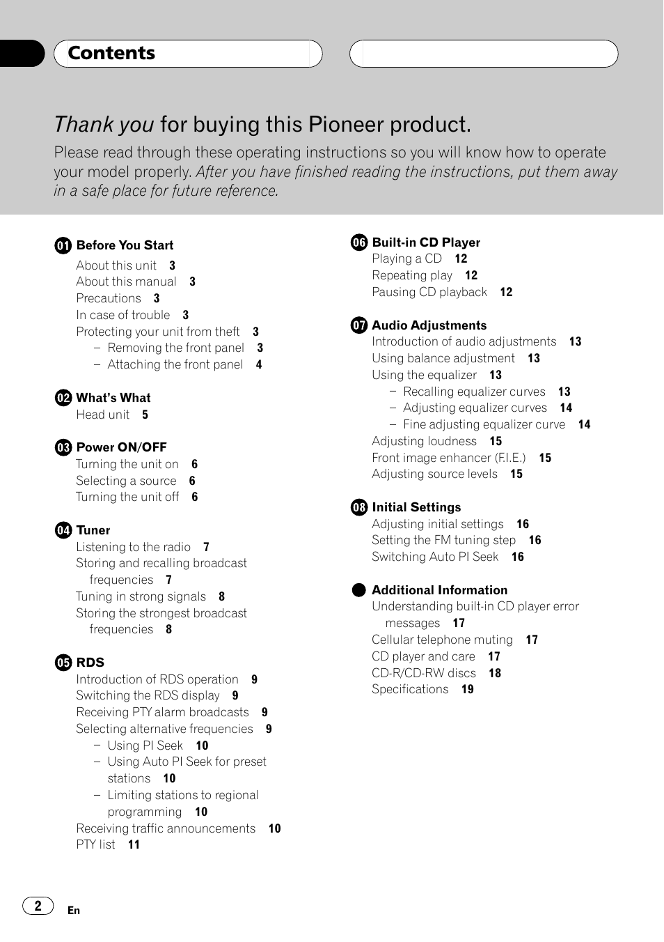 Pioneer DEH-1630R User Manual | Page 2 / 125