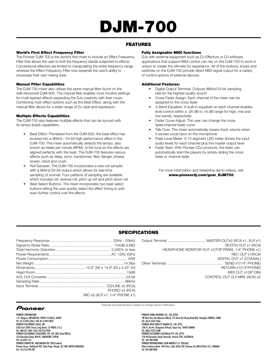 Djm-700 | Pioneer DJM-700 User Manual | Page 2 / 2