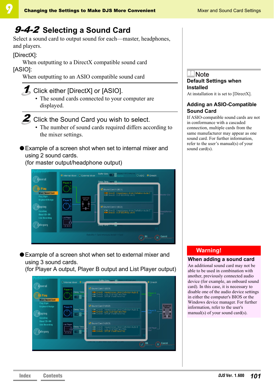 4-2 selecting a sound card, Selecting a sound card, P.101 | Pioneer SVJ-DL01 User Manual | Page 101 / 156