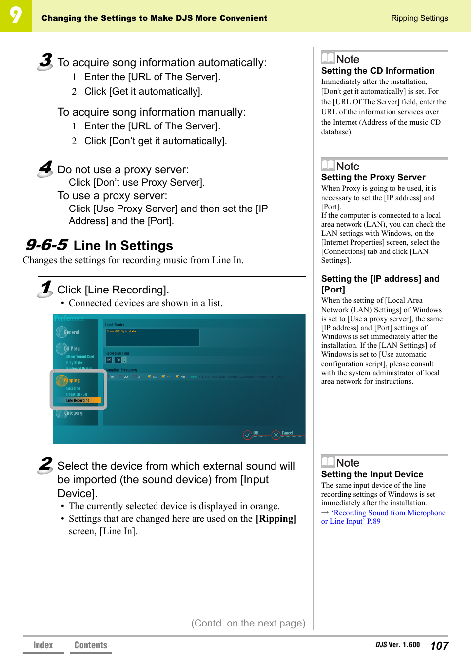 6-5 line in settings, Line in settings, Setting the cd information’ p.107 | Pioneer SVJ-DL01 User Manual | Page 107 / 156