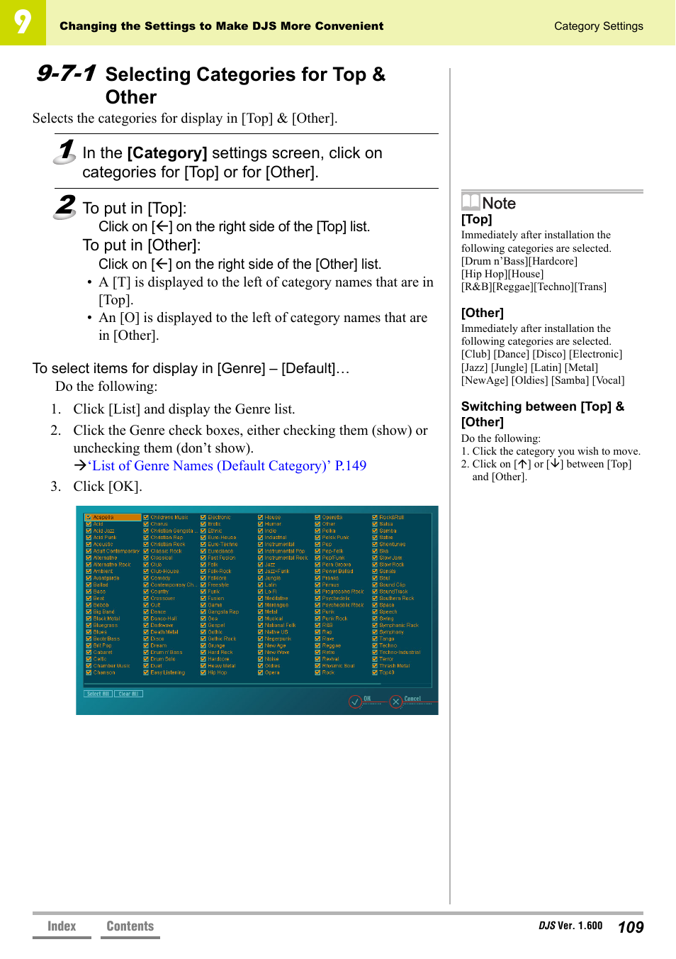 7-1 selecting categories for top & other, Selecting categories for top & other, 7-1 selecting categories for top | Other’ p.109 | Pioneer SVJ-DL01 User Manual | Page 109 / 156