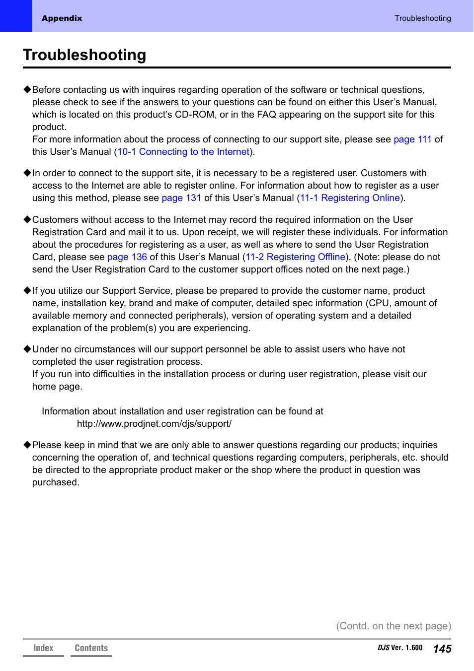 Appendix, Troubleshooting, Troubleshooting’ p.145 | Pioneer SVJ-DL01 User Manual | Page 145 / 156