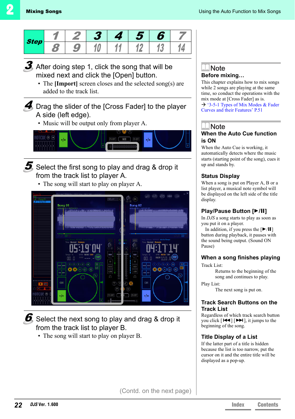 When the auto cue function is on, P.22 | Pioneer SVJ-DL01 User Manual | Page 22 / 156