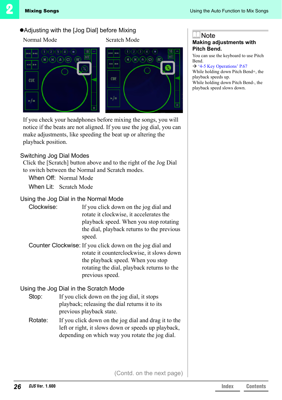 Adjusting with the [jog dial, Before mixing’ p.26 | Pioneer SVJ-DL01 User Manual | Page 26 / 156