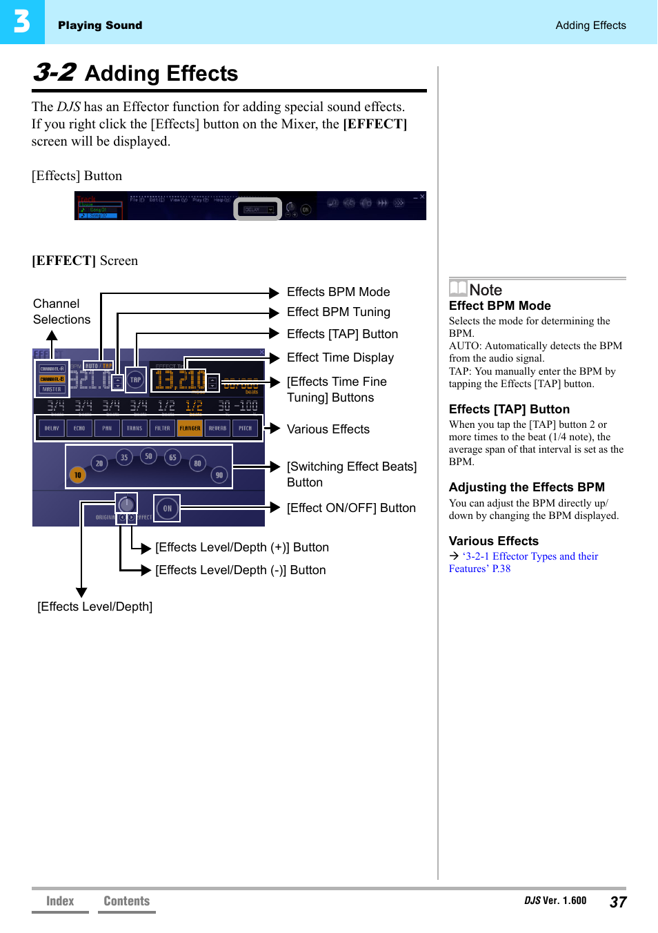 2 adding effects, Adding effects, 2 adding effects’ p.37 | Pioneer SVJ-DL01 User Manual | Page 37 / 156