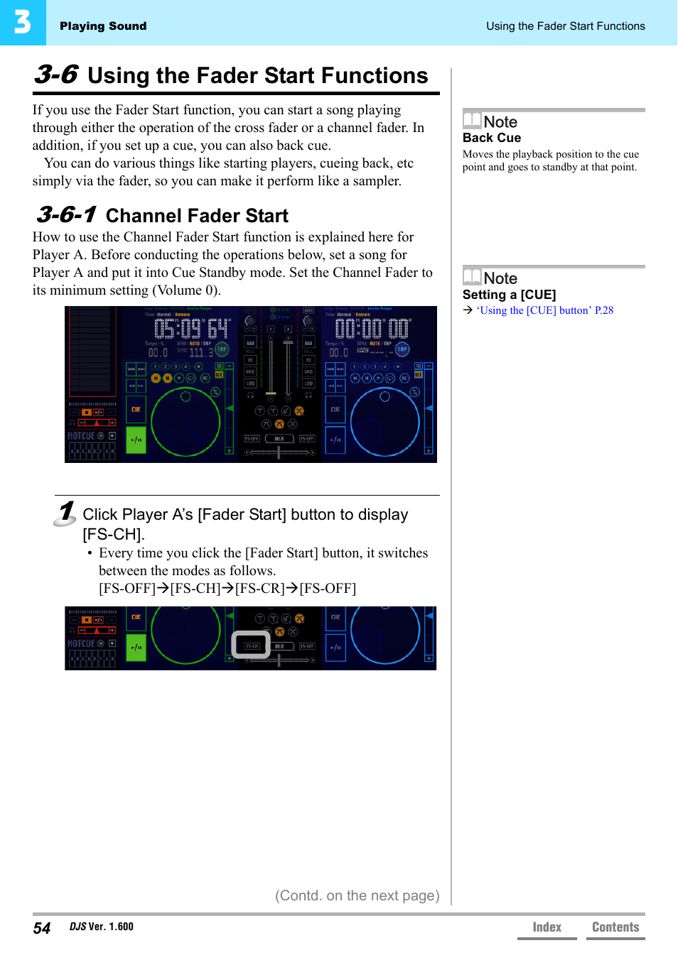 6 using the fader start functions, 6-1 channel fader start, Using the fader start functions | Channel fader start, P.54 | Pioneer SVJ-DL01 User Manual | Page 54 / 156