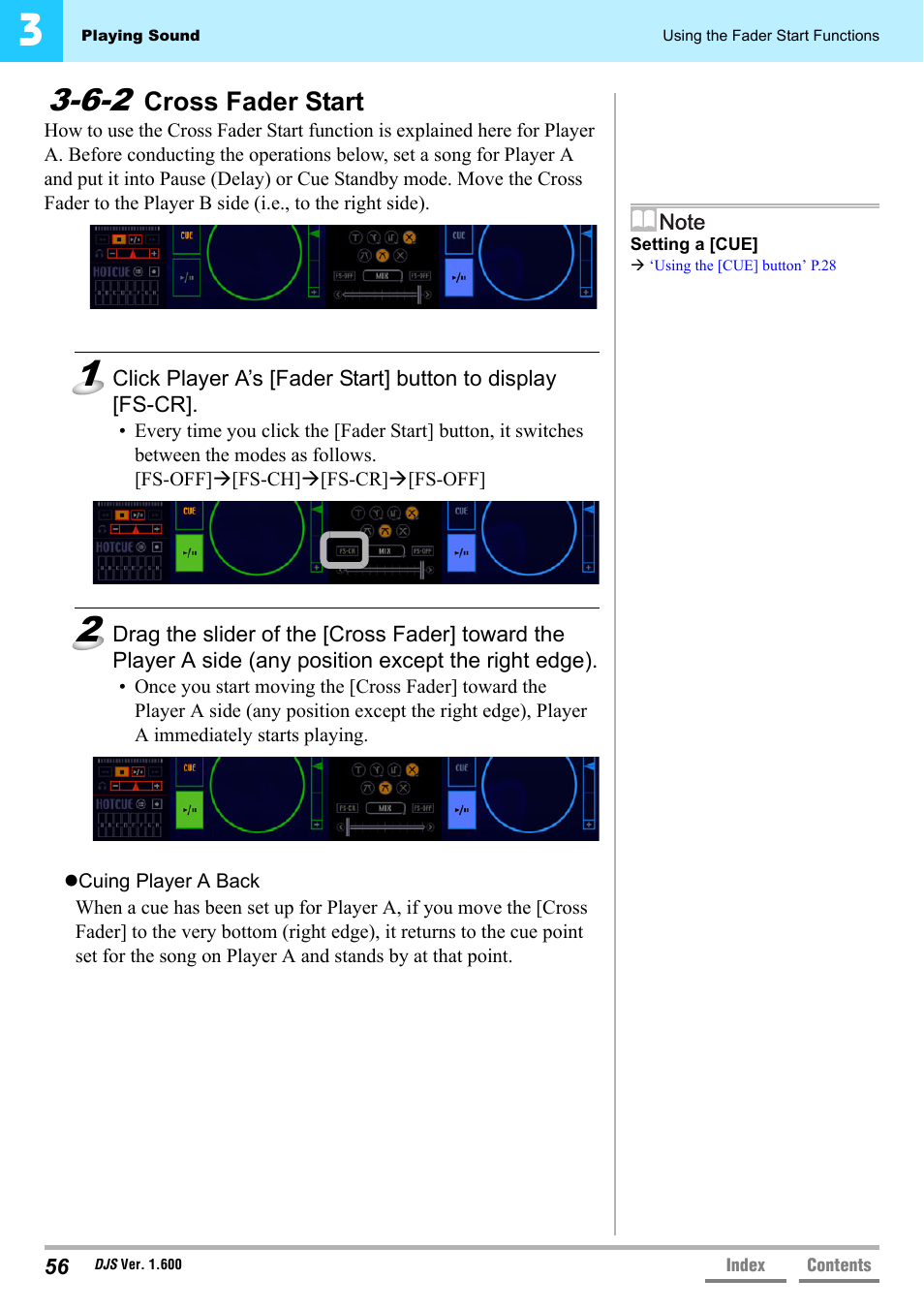 6-2 cross fader start, Cross fader start | Pioneer SVJ-DL01 User Manual | Page 56 / 156