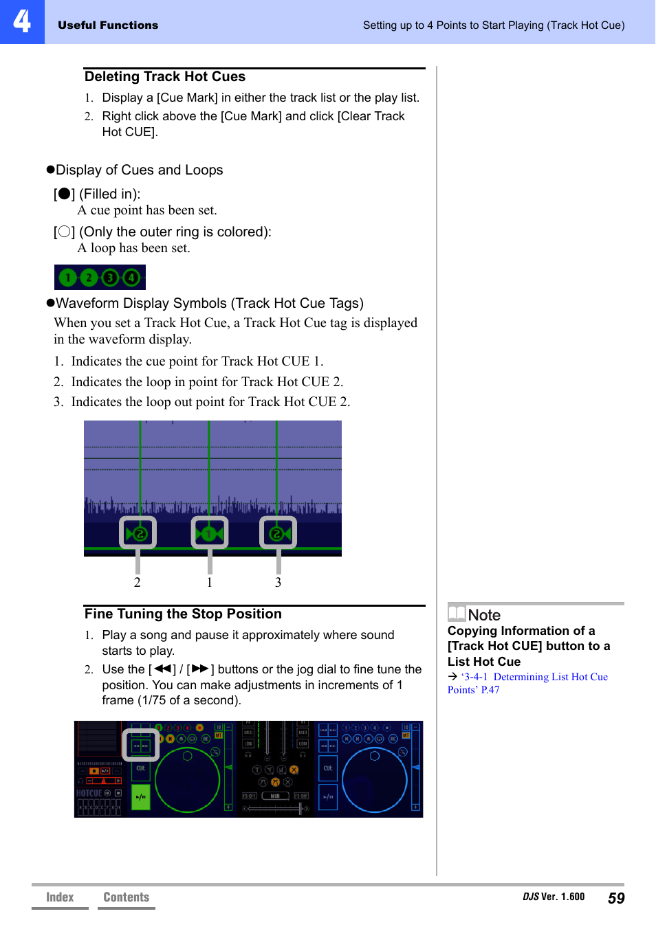 Waveform display symbols (track, Hot cue tags)’ p.59 | Pioneer SVJ-DL01 User Manual | Page 59 / 156