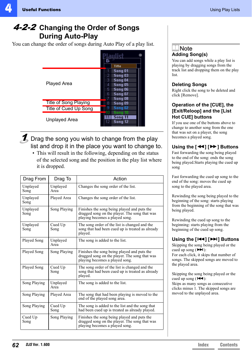 2-2 changing the order of songs during auto-play, Changing the order of songs during auto-play, 2-2 changing the order of songs | During auto-play’ p.62 | Pioneer SVJ-DL01 User Manual | Page 62 / 156