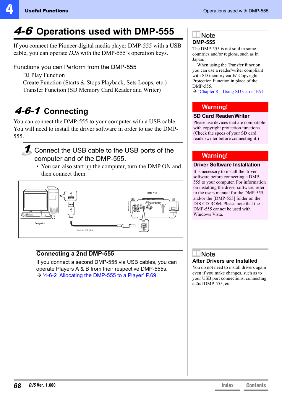 6 operations used with dmp-555, 6-1 connecting, Operations used with dmp-555 | Connecting | Pioneer SVJ-DL01 User Manual | Page 68 / 156