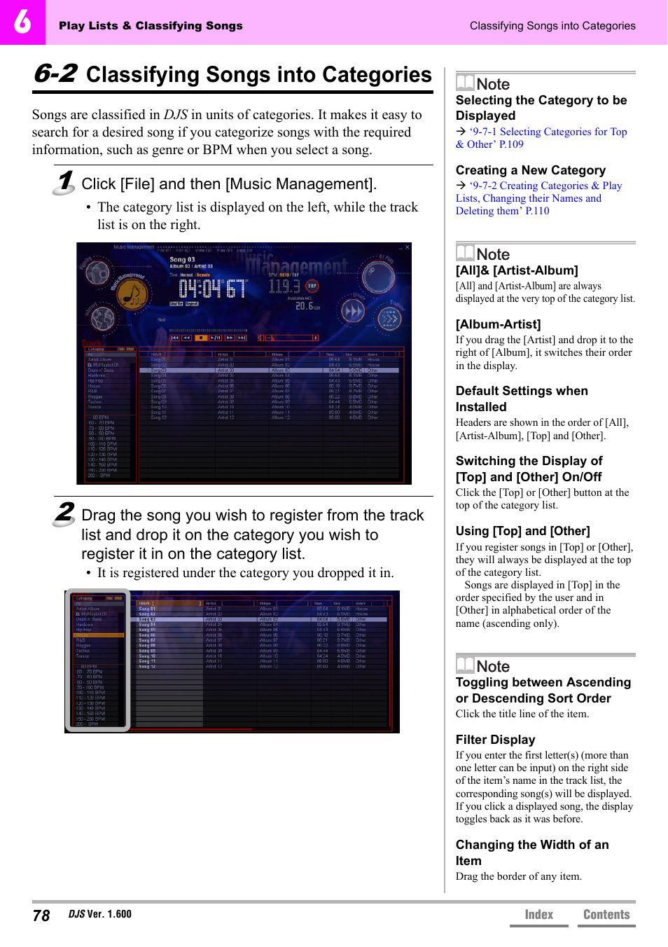 2 classifying songs into categories, Classifying songs into categories | Pioneer SVJ-DL01 User Manual | Page 78 / 156