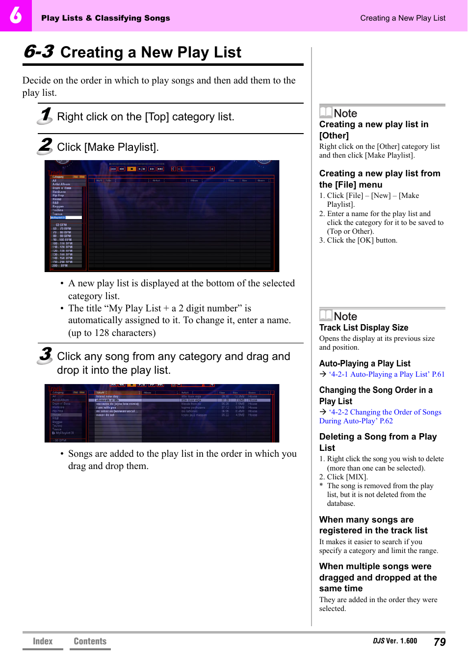 3 creating a new play list, Creating a new play list, 3 creating a new play list’ p.79 | Pioneer SVJ-DL01 User Manual | Page 79 / 156
