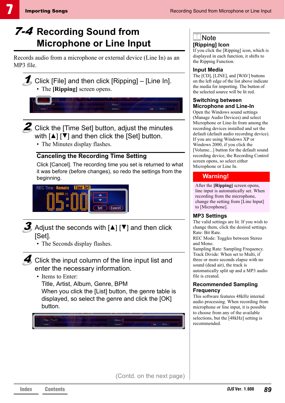 4 recording sound from microphone or line input, Recording sound from microphone or line input | Pioneer SVJ-DL01 User Manual | Page 89 / 156