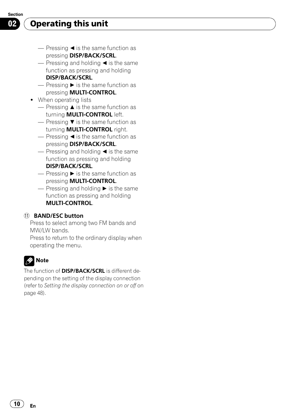 Operating this unit | Pioneer DVH-P4100UB User Manual | Page 10 / 81