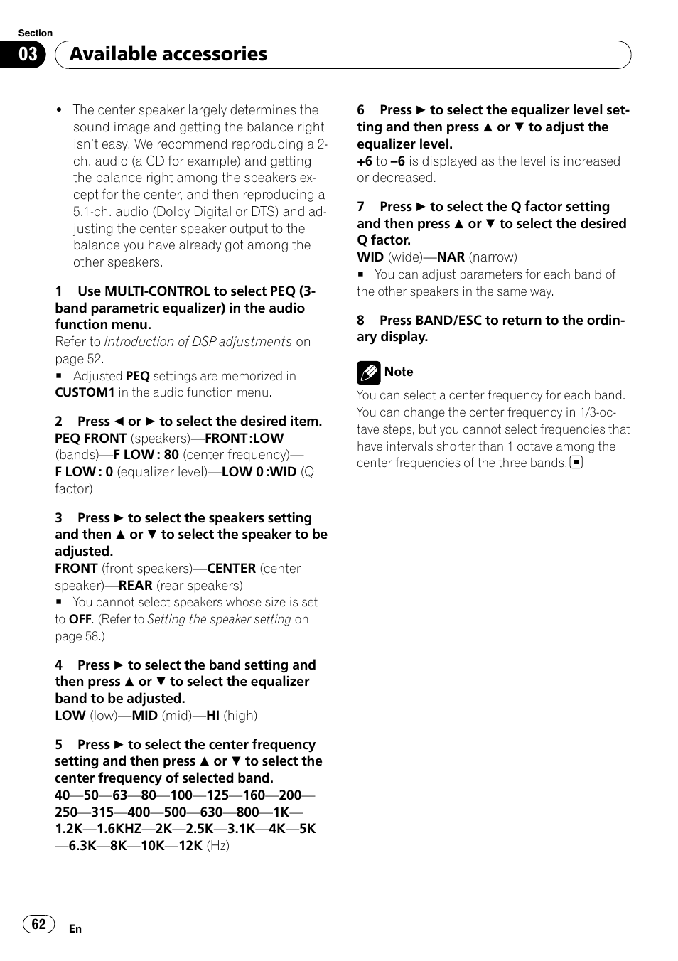 Available accessories | Pioneer DVH-P4100UB User Manual | Page 62 / 81