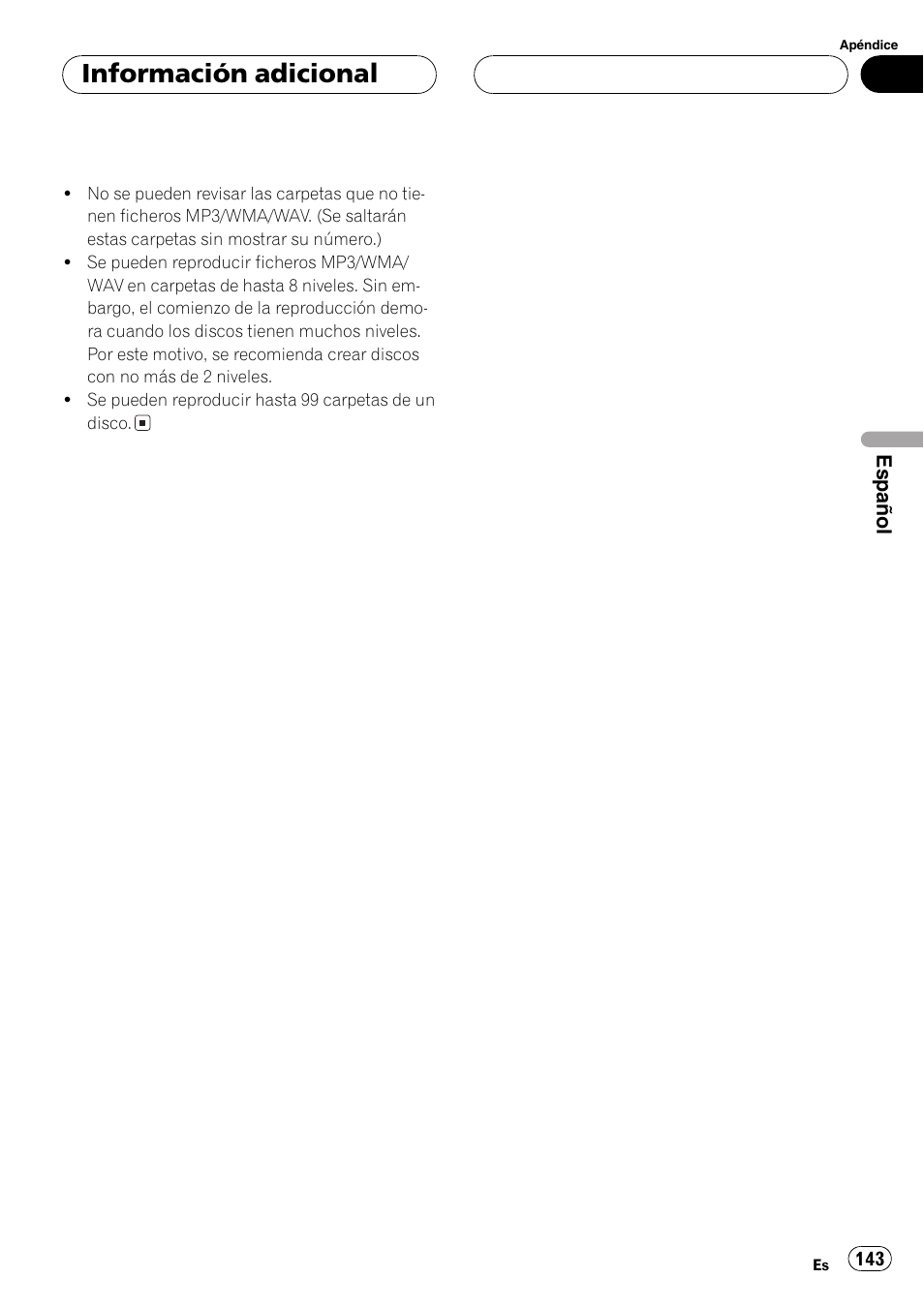 Información adicional | Pioneer DEH-P3800MP User Manual | Page 143 / 148