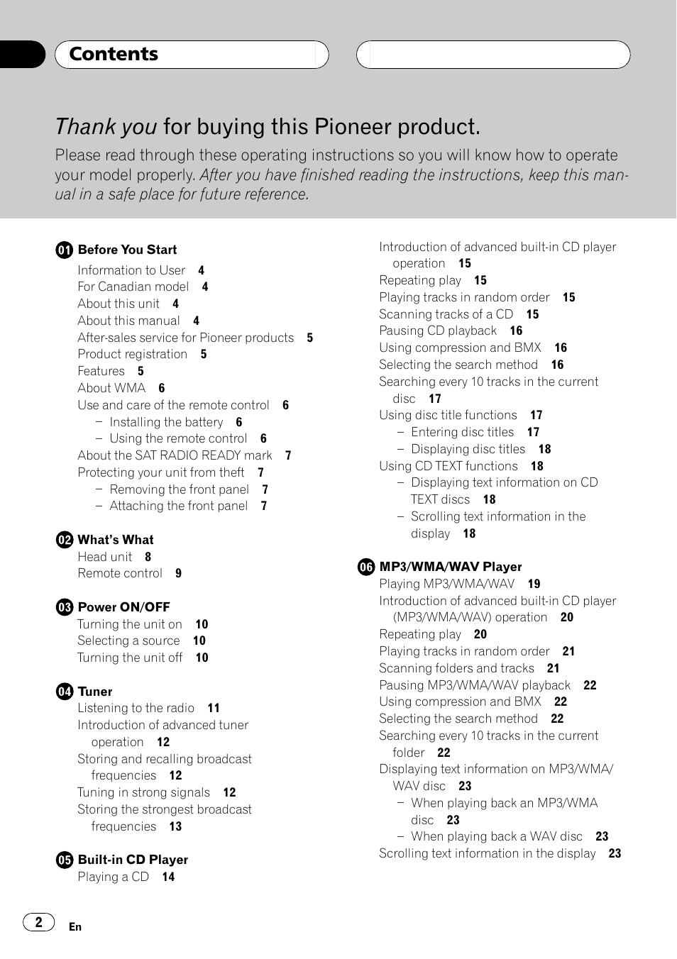Pioneer DEH-P3800MP User Manual | Page 2 / 148