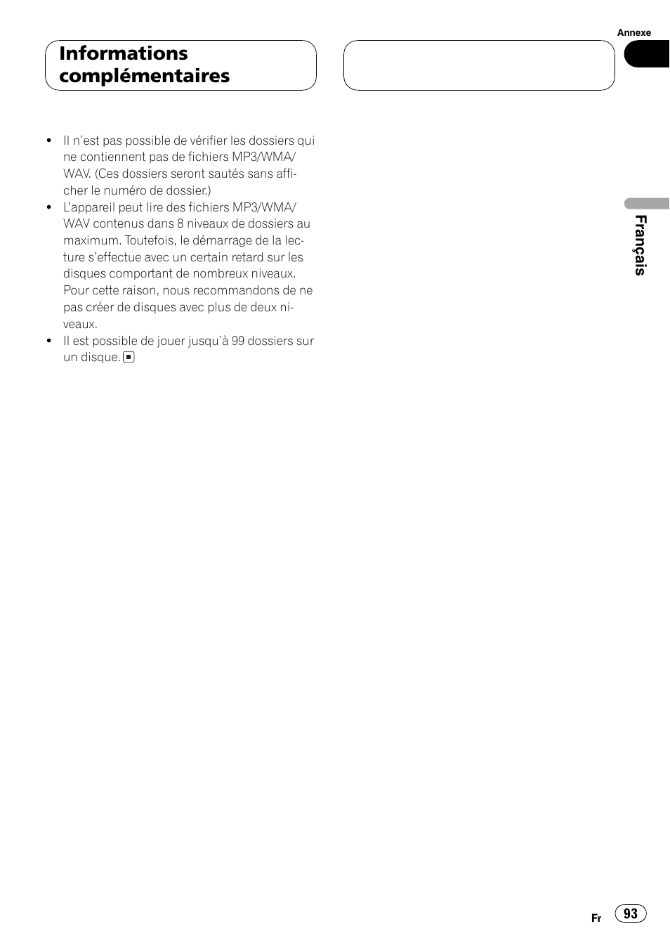 Informations complémentaires | Pioneer DEH-P3800MP User Manual | Page 93 / 148