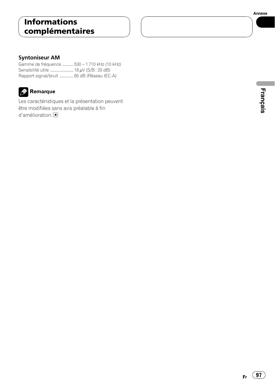 Informations complémentaires | Pioneer DEH-P3800MP User Manual | Page 97 / 148