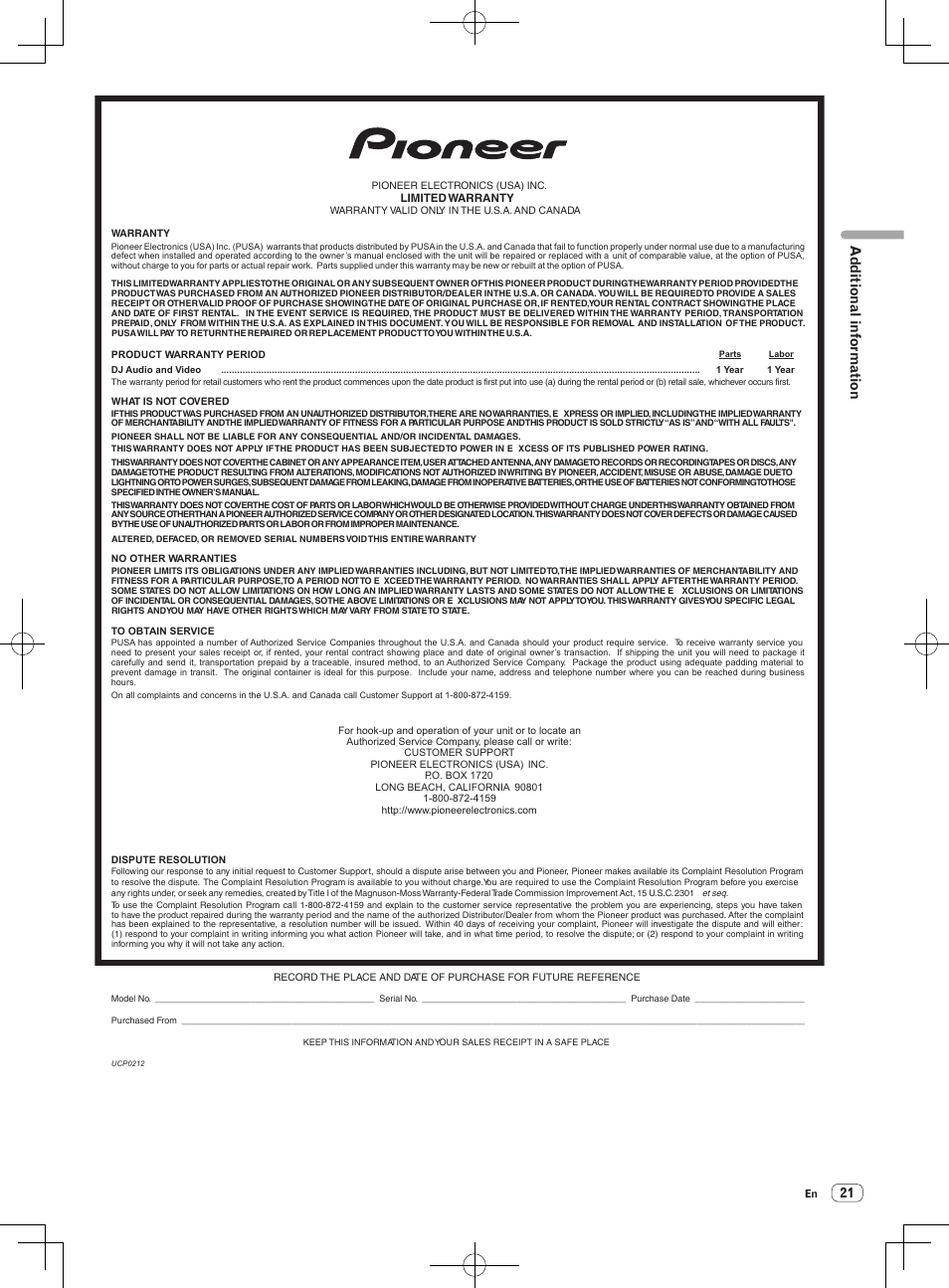 Additional information | Pioneer DDJ-SX User Manual | Page 21 / 24