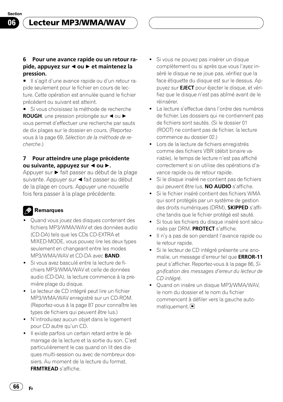 Lecteur mp3/wma/wav | Pioneer DEH-P460MP User Manual | Page 66 / 140