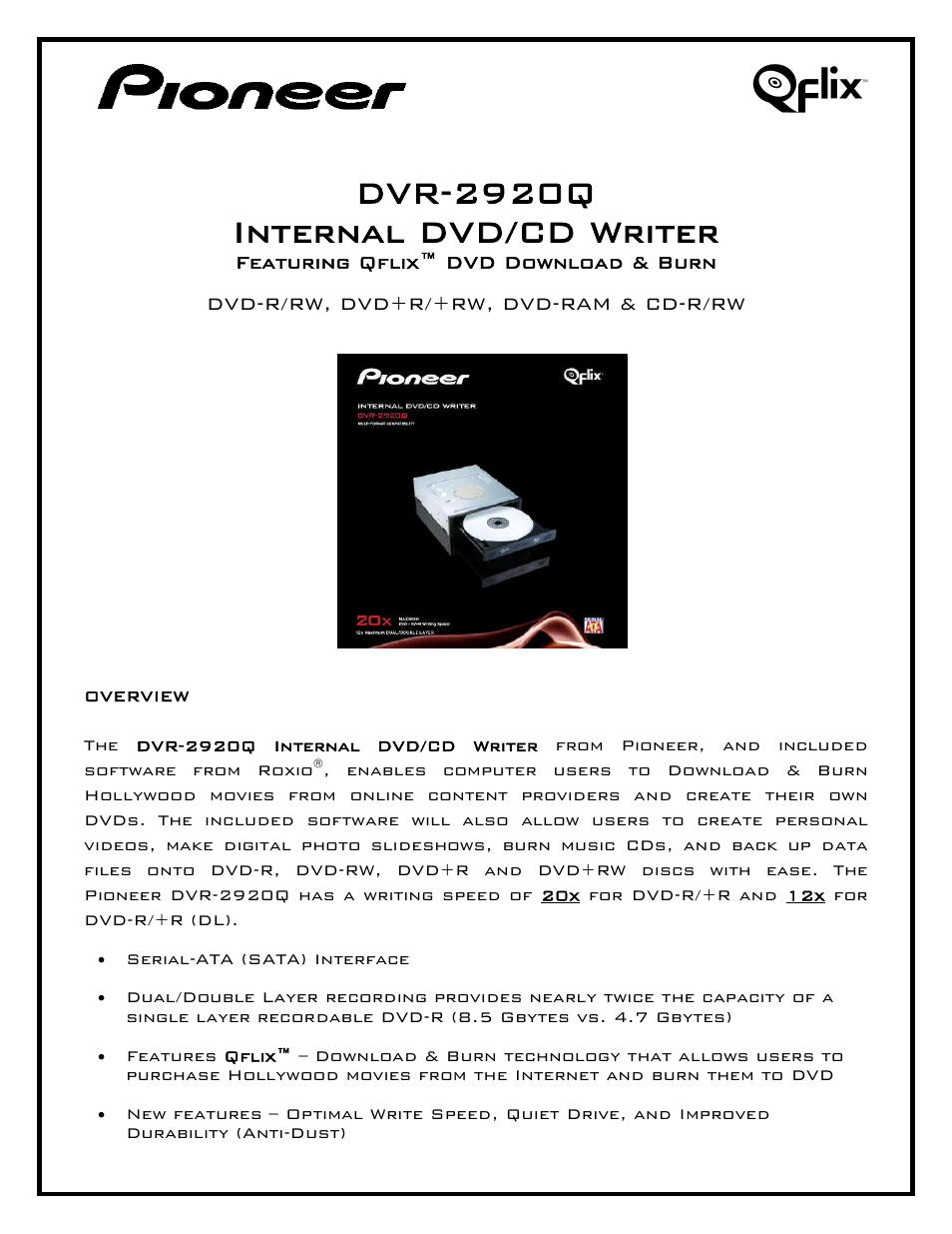 Pioneer DVR-2920Q User Manual | 2 pages