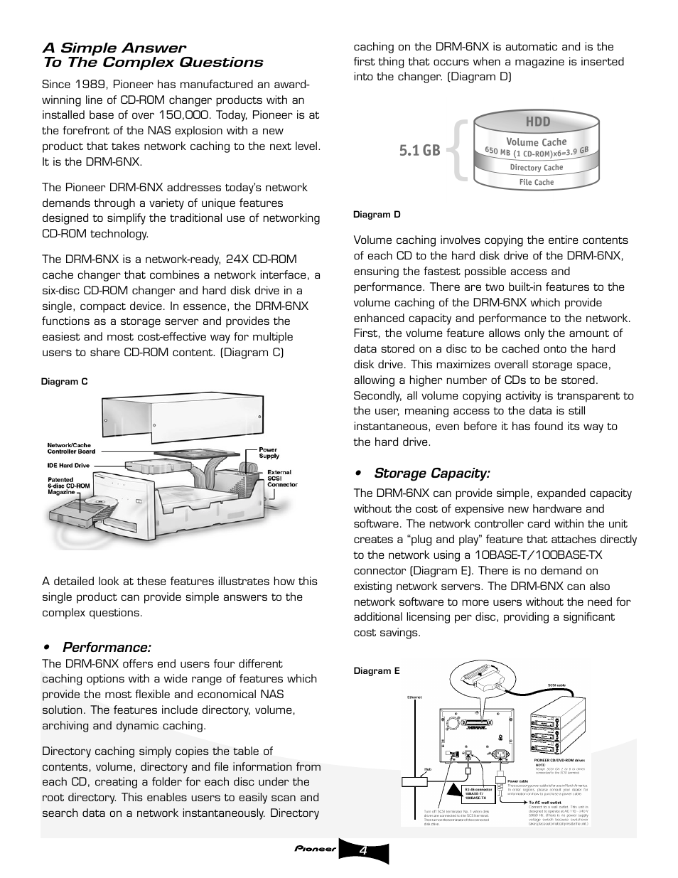 A simple answer to the complex questions, Performance, Storage capacity | Pioneer DRM-6NX User Manual | Page 4 / 8