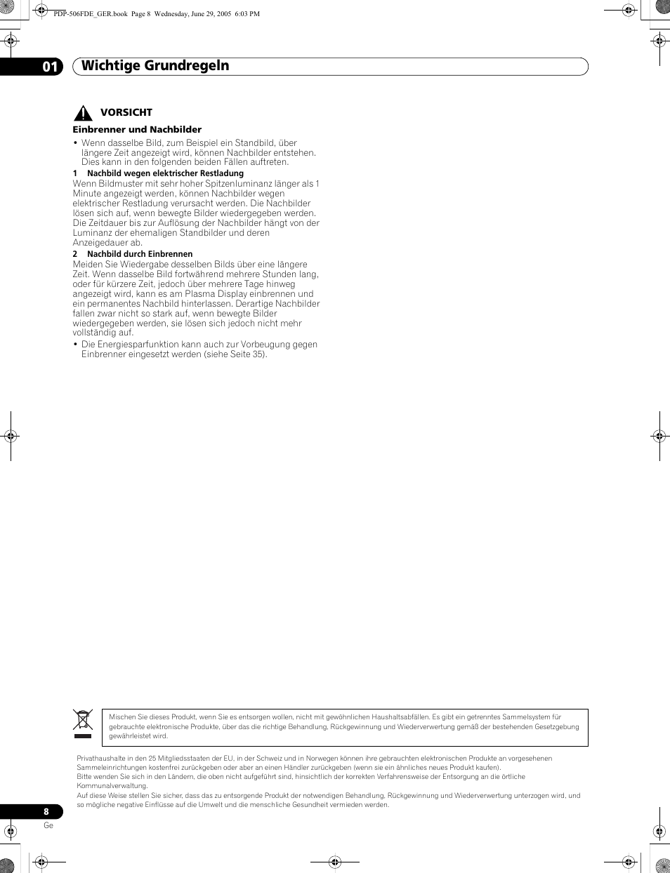 Wichtige grundregeln 01 | Pioneer PDP-436FDE User Manual | Page 100 / 141