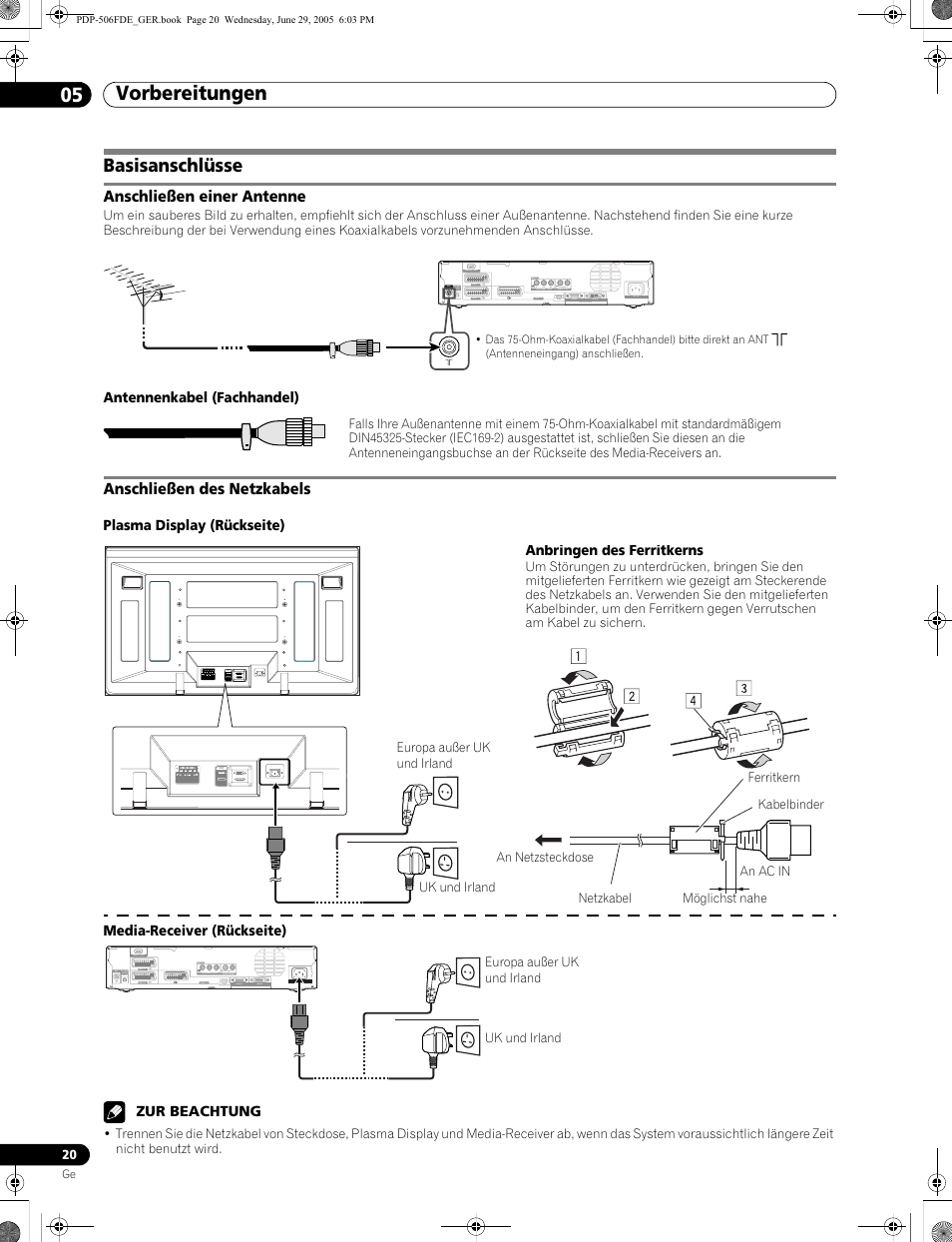 Basisanschlüsse, Vorbereitungen 05 | Pioneer PDP-436FDE User Manual | Page 112 / 141