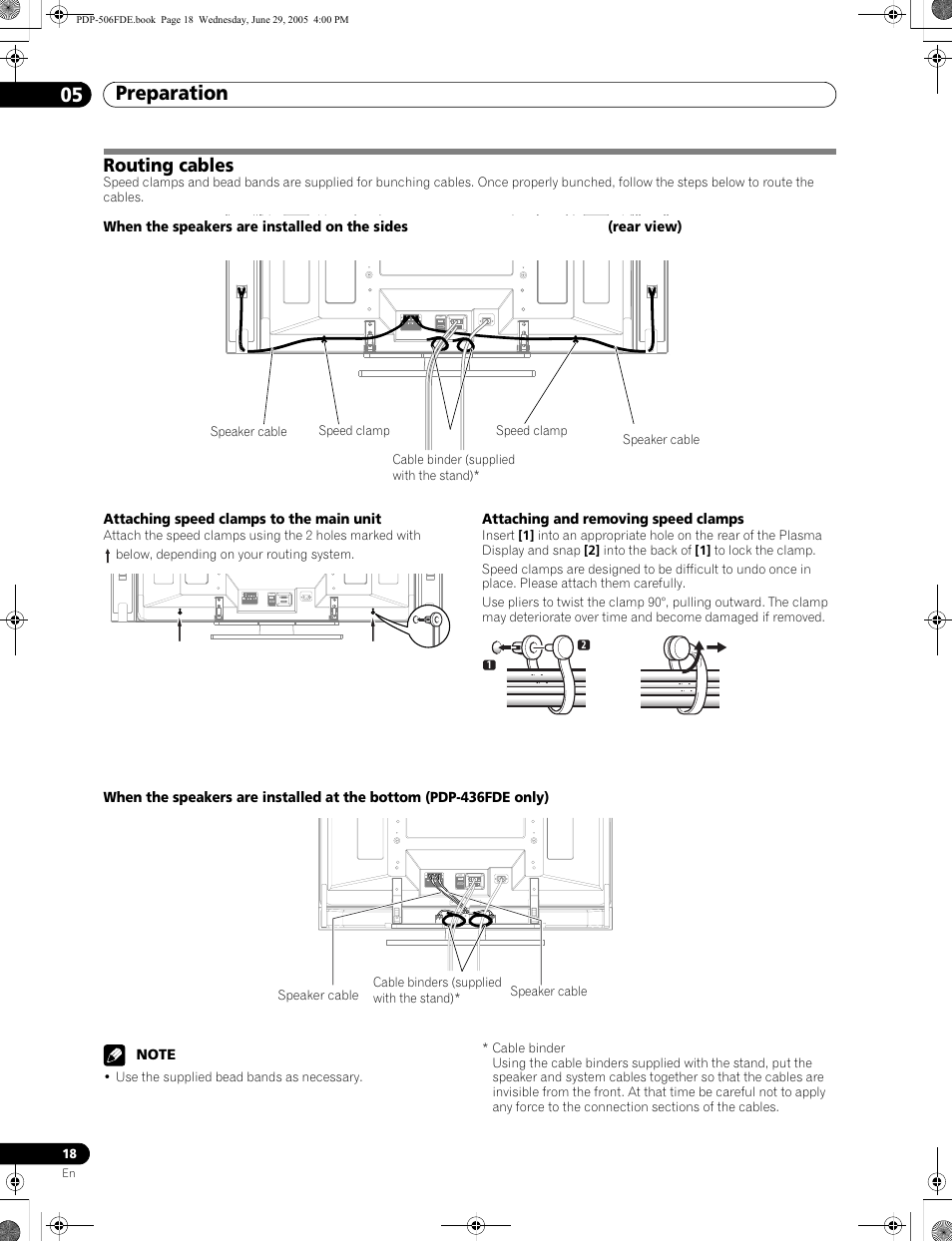 Routing cables, Preparation 05 | Pioneer PDP-436FDE User Manual | Page 18 / 141