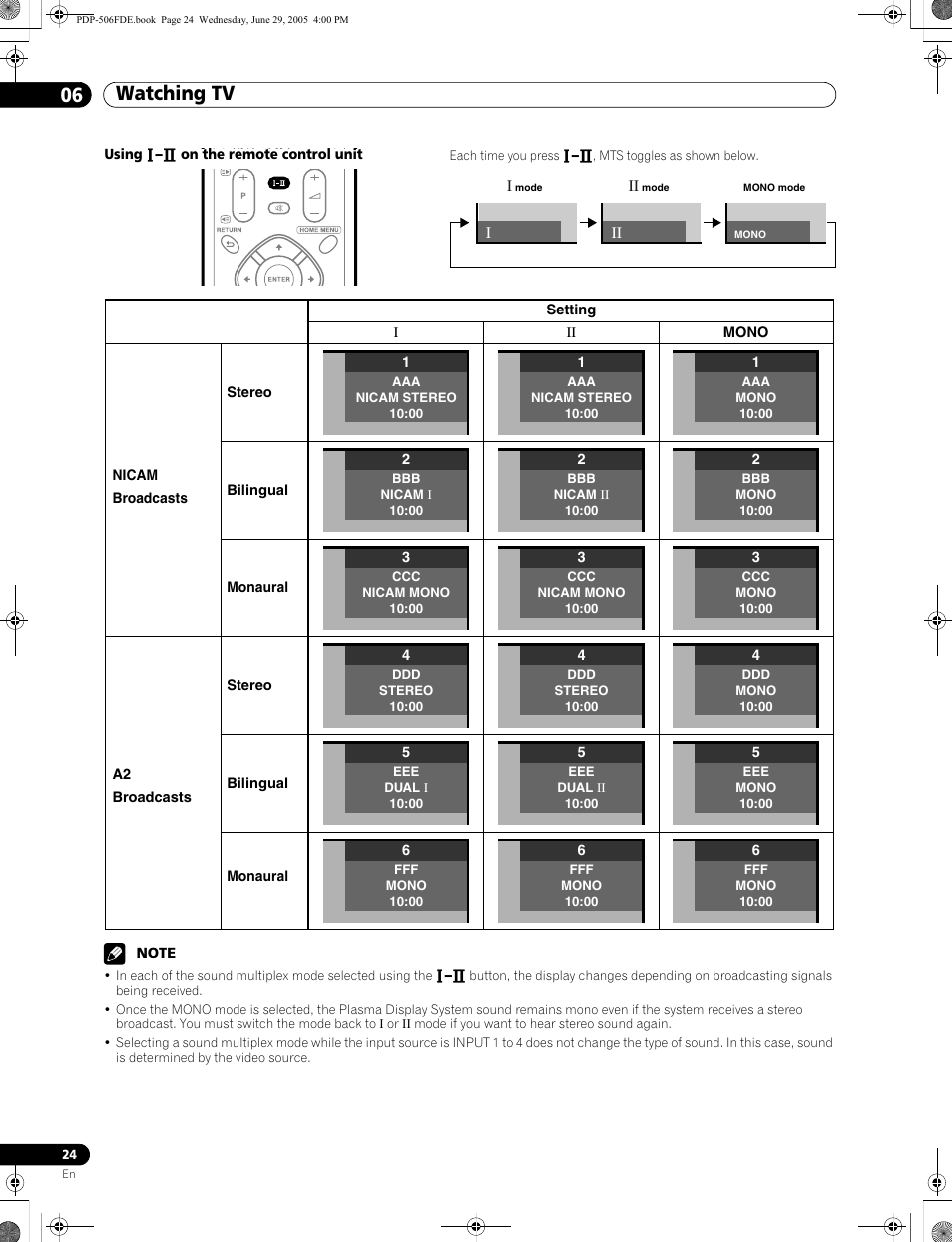 Watching tv 06 | Pioneer PDP-436FDE User Manual | Page 24 / 141