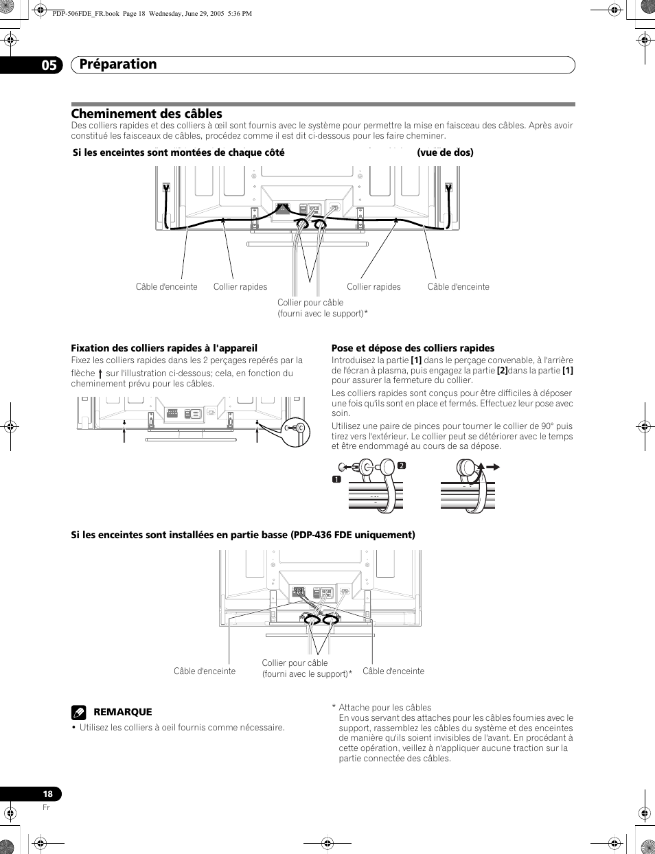 Cheminement des câbles, Préparation 05 | Pioneer PDP-436FDE User Manual | Page 64 / 141