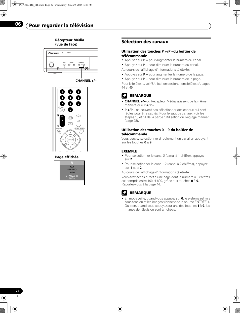 Sélection des canaux, Pour regarder la télévision 06 | Pioneer PDP-436FDE User Manual | Page 68 / 141