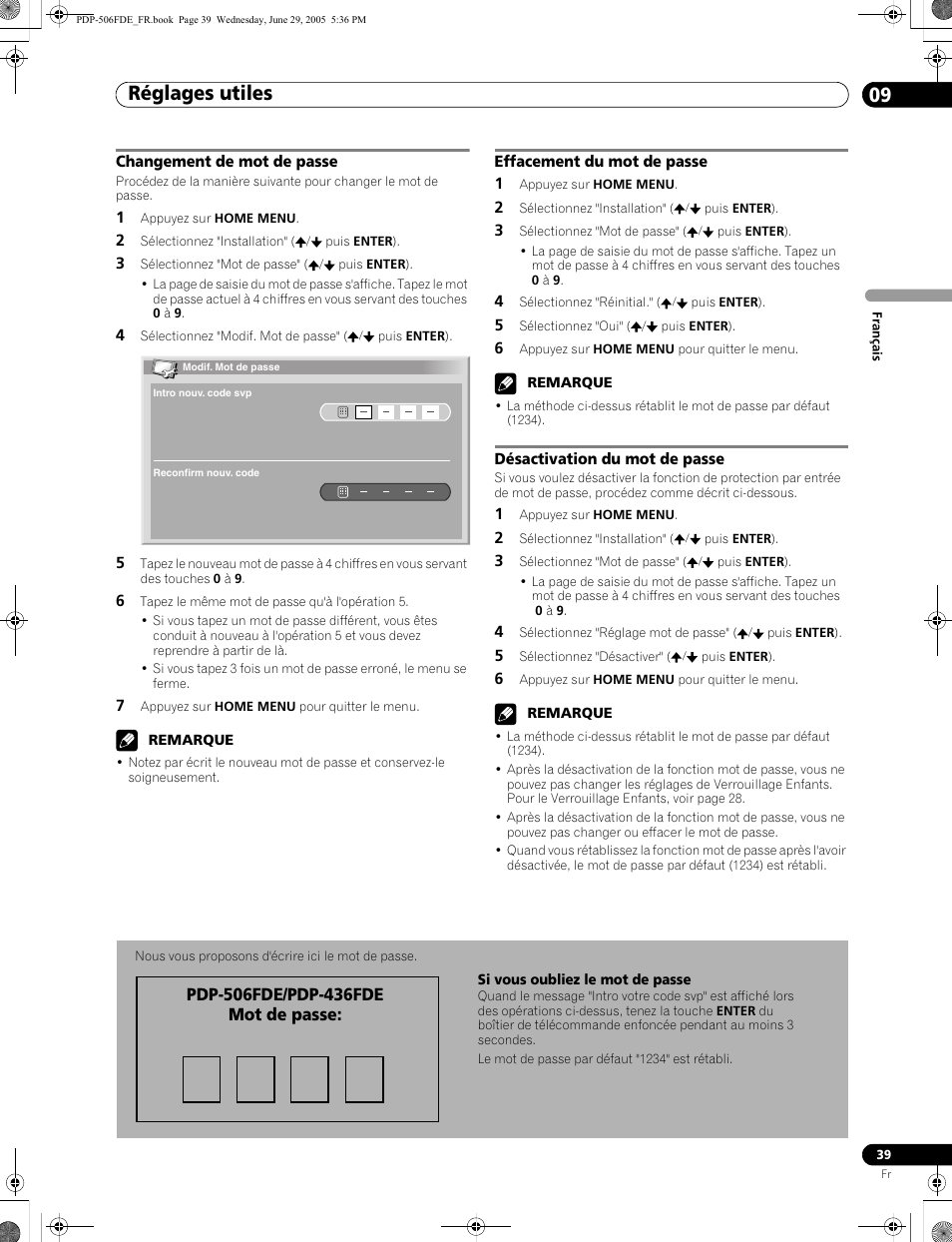 Réglages utiles 09 | Pioneer PDP-436FDE User Manual | Page 85 / 141