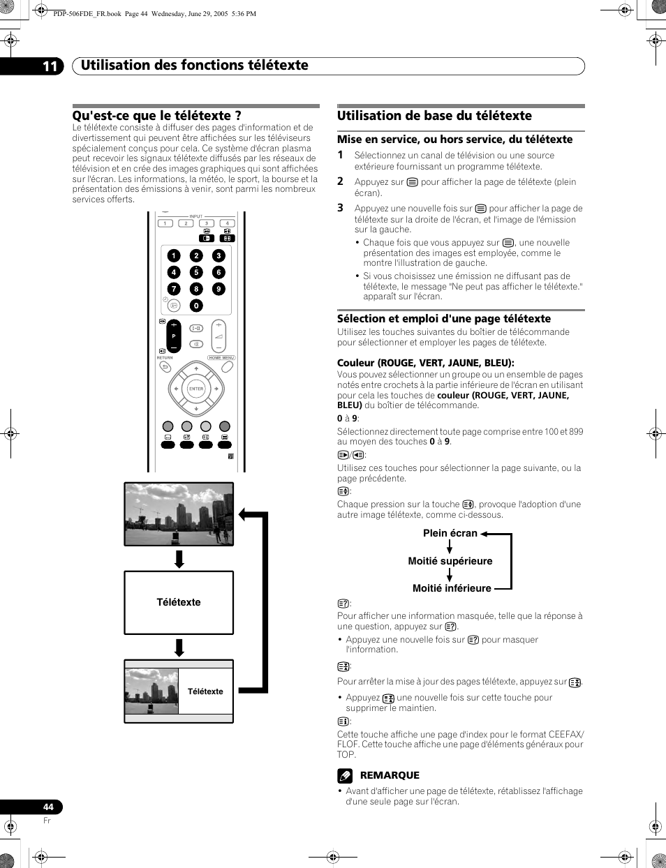 11 utilisation des fonctions télétexte, Qu'est-ce que le télétexte, Utilisation de base du télétexte | Pioneer PDP-436FDE User Manual | Page 90 / 141