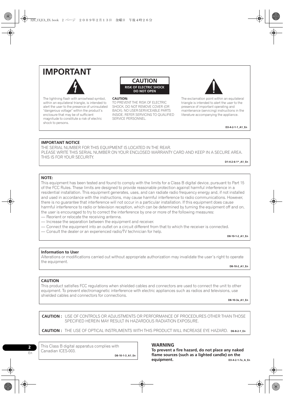 Important, Caution | Pioneer BDP-320 User Manual | Page 2 / 66