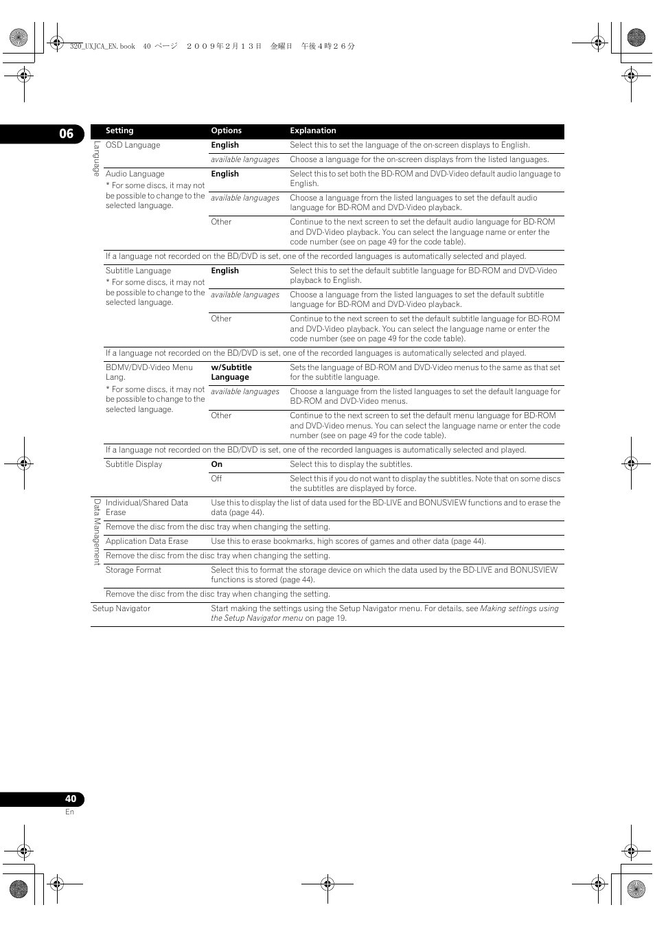 Pioneer BDP-320 User Manual | Page 40 / 66