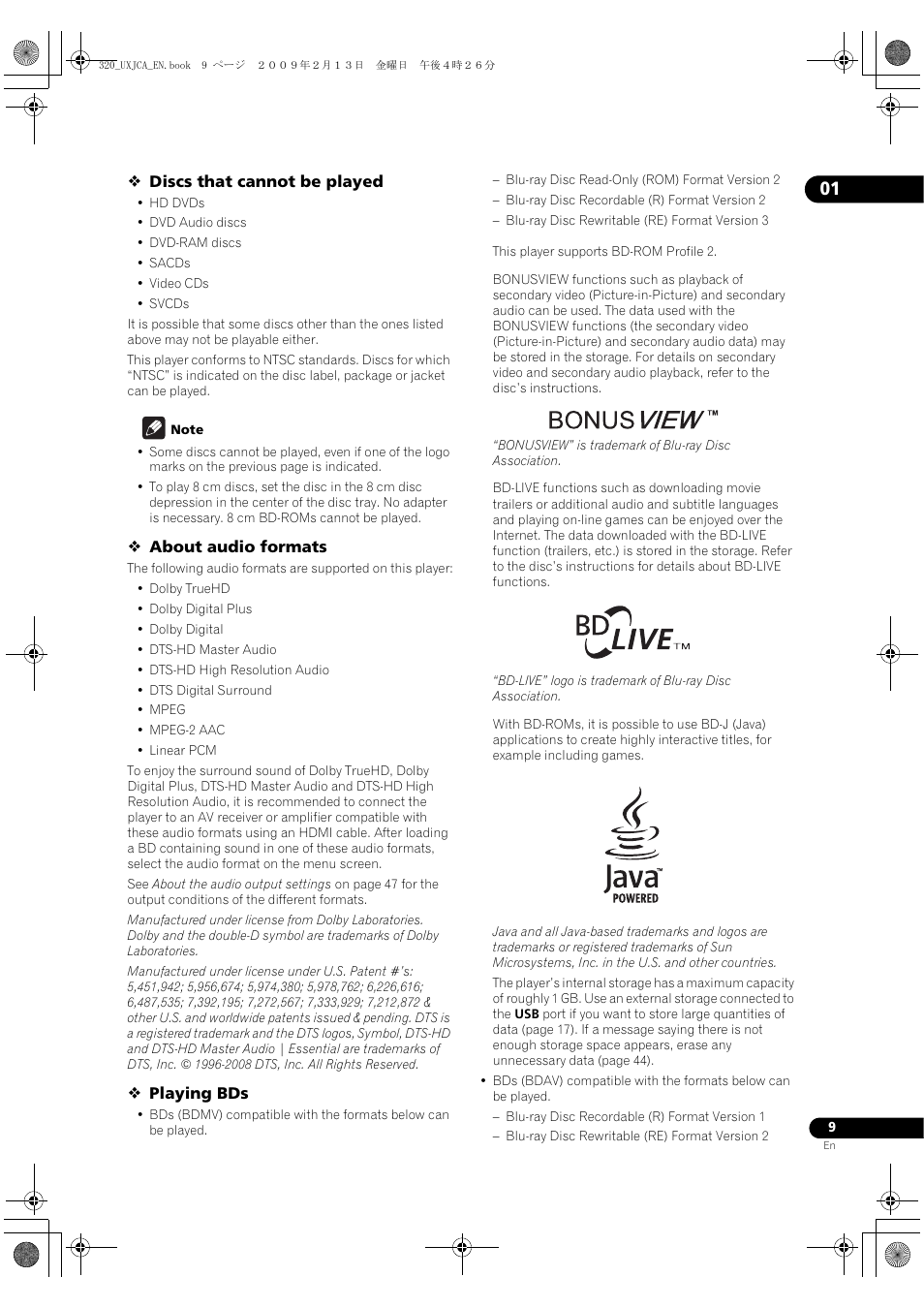 Pioneer BDP-320 User Manual | Page 9 / 66