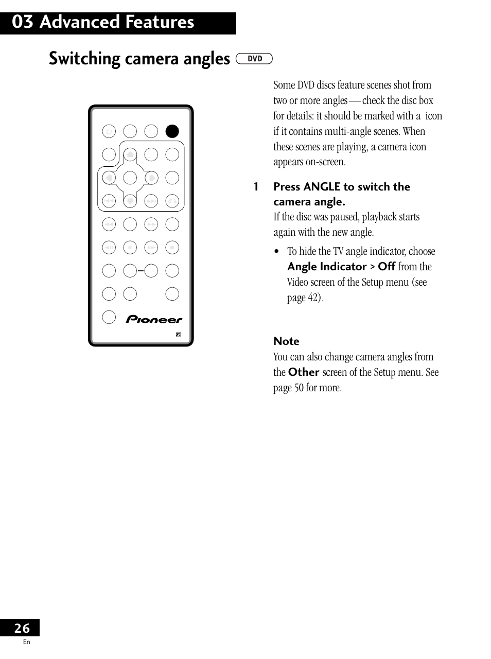 Switching camera angles, 03 advanced features | Pioneer PDV-LC20 User Manual | Page 26 / 76