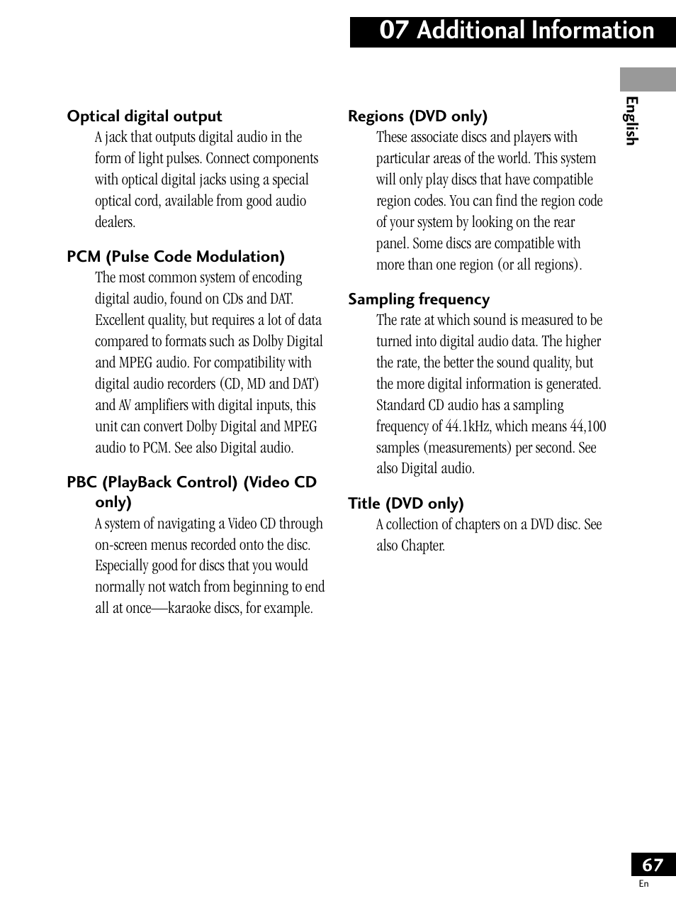 07 additional information | Pioneer PDV-LC20 User Manual | Page 67 / 76