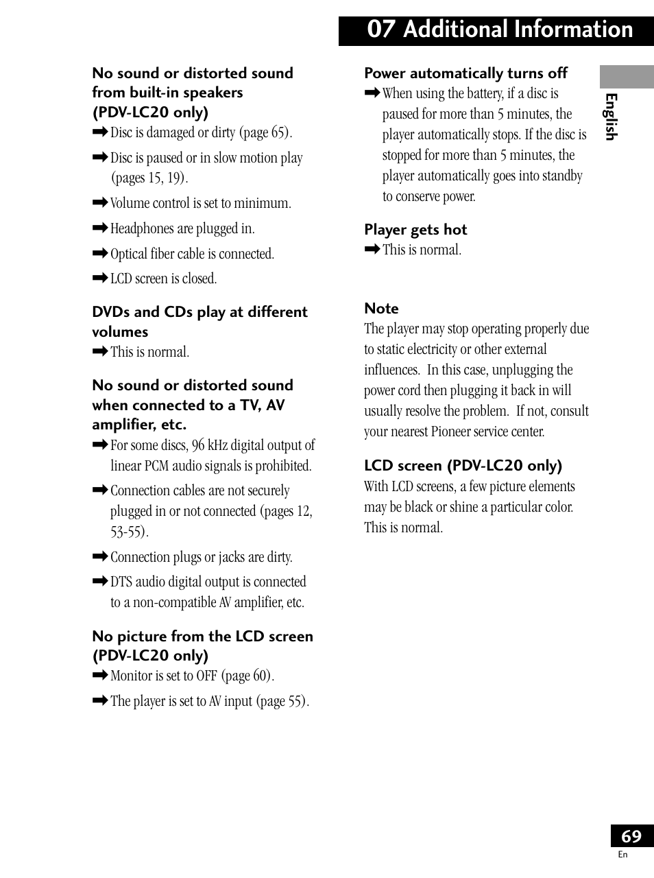 07 additional information | Pioneer PDV-LC20 User Manual | Page 69 / 76