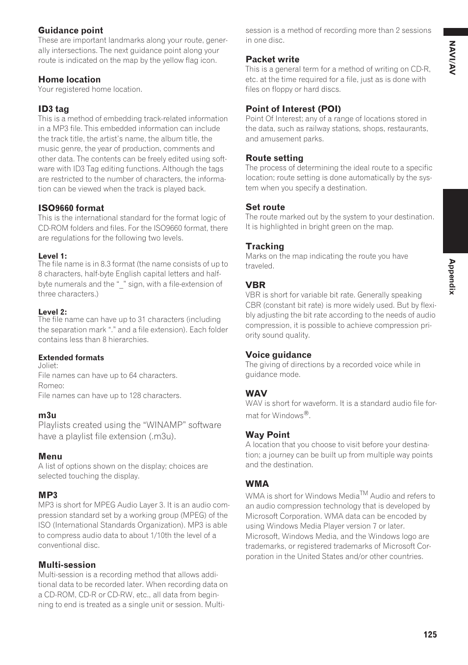 Pioneer AVIC-D1 User Manual | Page 127 / 133